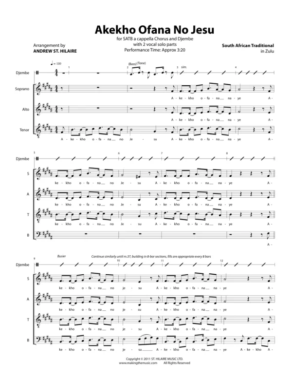 Akekho Ofana No Jesu - SATB